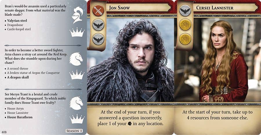 Game of thrones trivia game