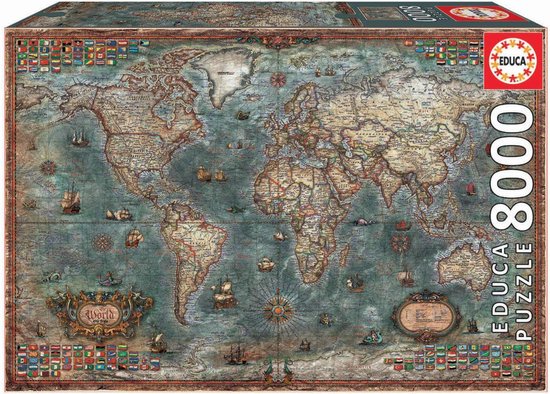 Educa puzzel - Historische wereldkaart - 8000 stukjes